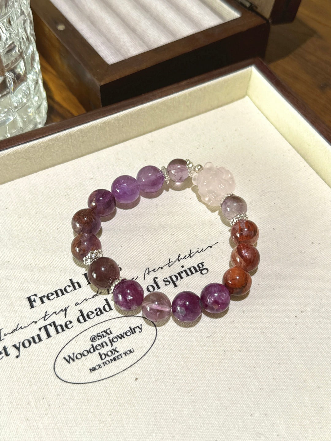 ▫️▪️ Purple multi-treasure pink crystal nine-tailed fox bracelet